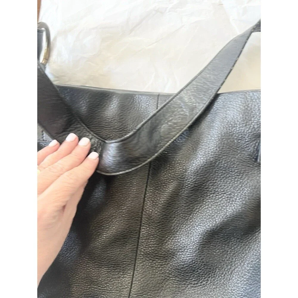 Vintage Gap Black Pebbled Cowhide Leather Tote Bag '06  Large Handbag Y2K  Purse